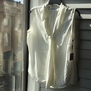 Crème tie front button down Calvin Klein Shell